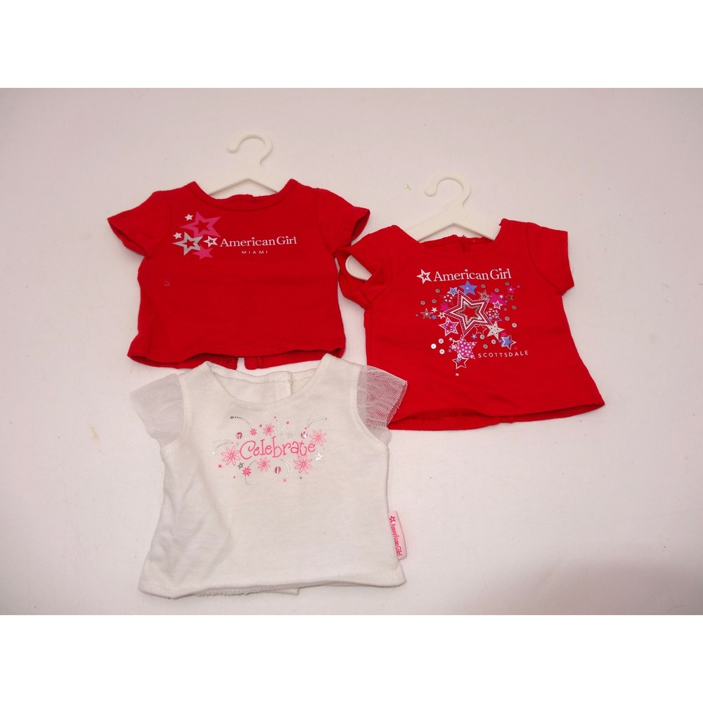 American Girl Place Basics Miami Scottsdale Celebrate Doll Shirts Lot of 3
